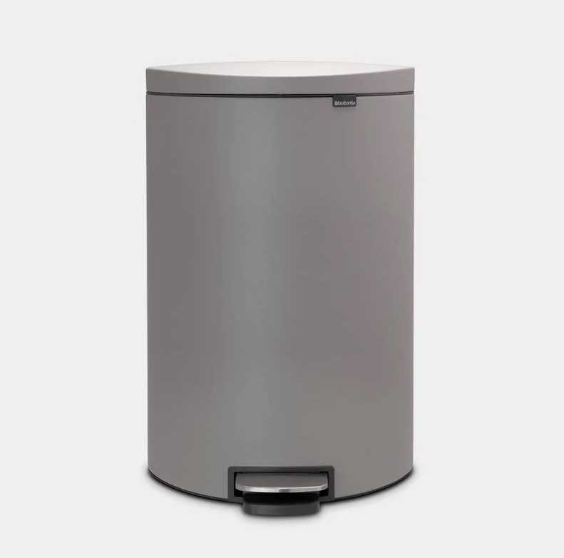 BRABANTIA  Pedal Bin Flatback Plus - Mineral Concrete Grey 40 LT