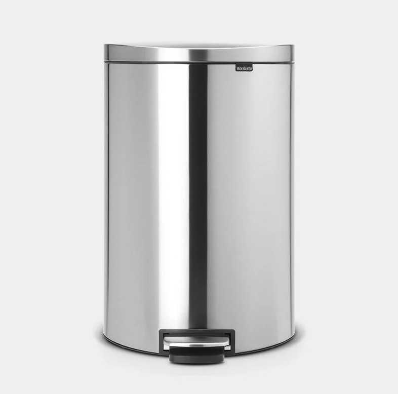 BRABANTIA  Pedal Bin Flatback Plus - Matt Steel Fingerprint Proof 40 LT