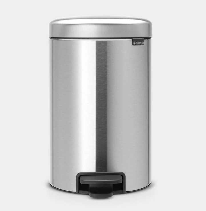 BRABANTIA  NEWICON PEDAL BIN - Matt Steel Fingerprint Proof 12 LT