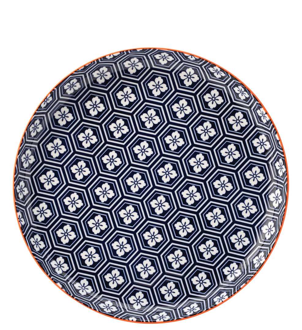 UTOPIA Cadiz Blue & Orange Plate 10.5` (27cm)