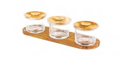 Craster Tilt Oak Mini Glass Jar Set