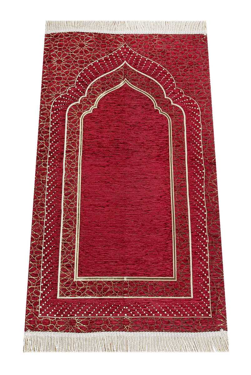 Guestinhouse Mihrab-Patterned, Lined, Chenille Prayer Rug - Burgundy