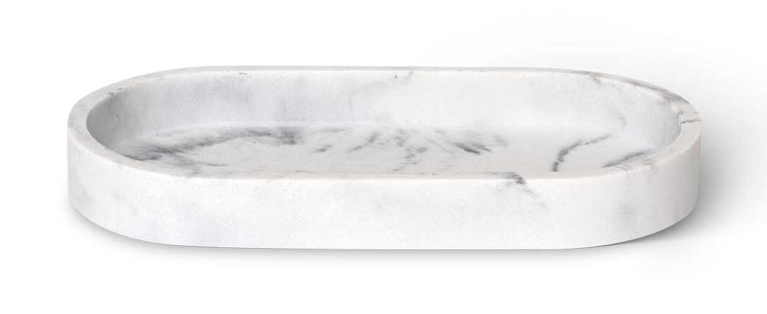 BENTLEY Azul Small White Marble Amenity Tray