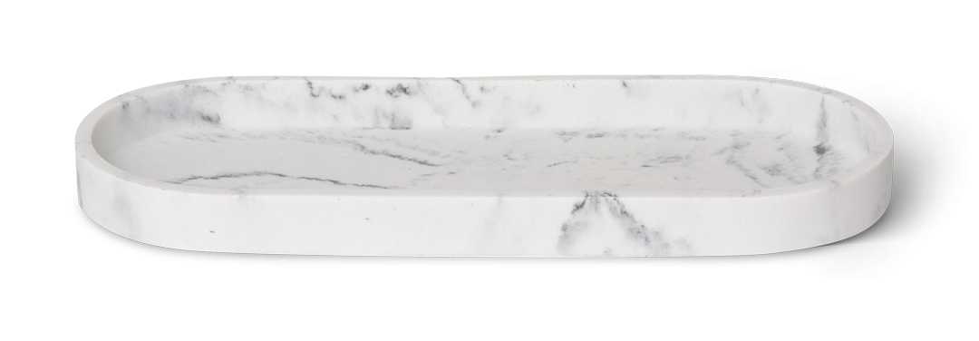 BENTLEY Azul Medium White Marble Amenity Tray