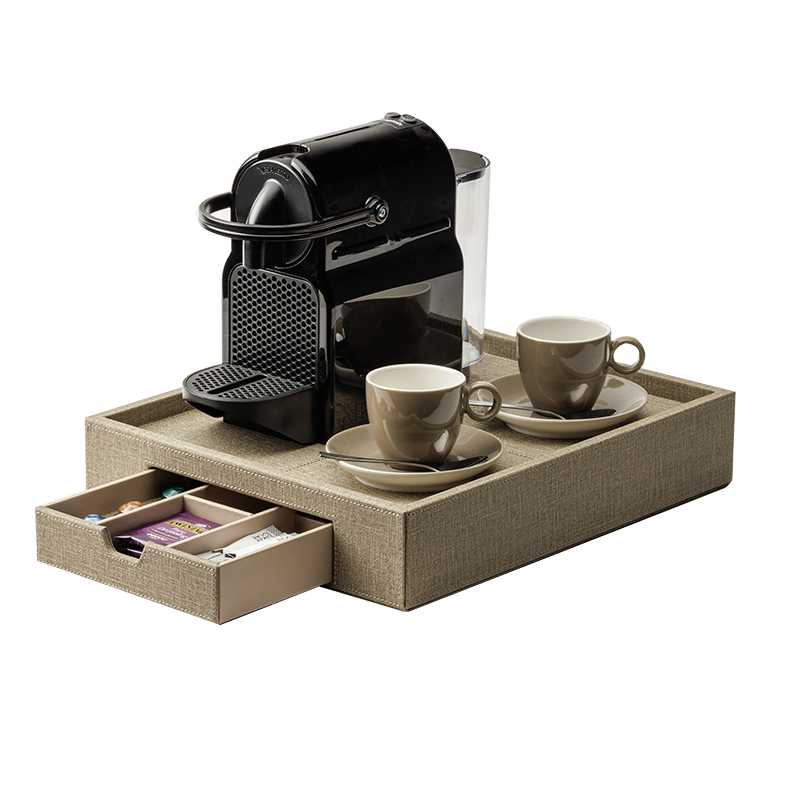 CROWN INTERNATIONAL Tasman Nespresso Tray with Drawer, Beige