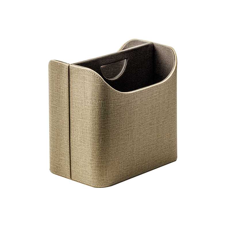 CROWN INTERNATIONAL PU Leather Magazine Stand with Two-Compartment, Beige