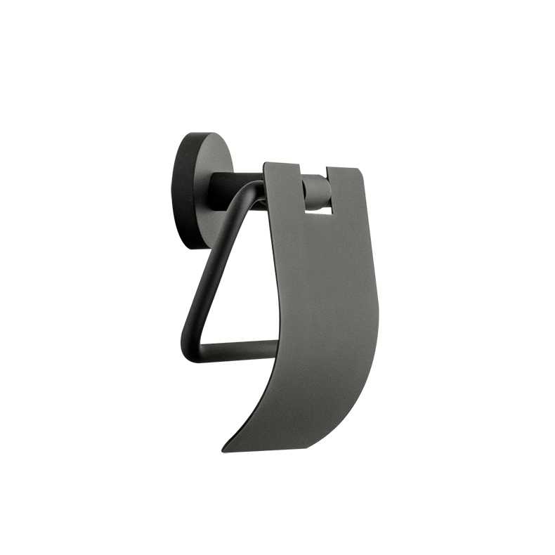 CROWN INTERNATIONAL Aveto Black Toilet Roll Holder with Cover
