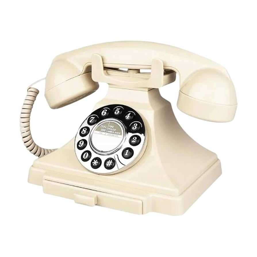 Retro Kablolu Telefon - Krem Rengi