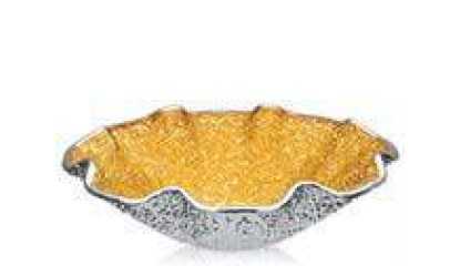 IVV Lirica Special Scalloped individual bowl in gold decorated glass silver-plated