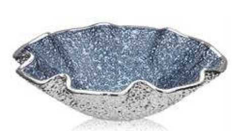 IVV Lirica Special Scalloped bowl in blue decorated glass silver-plate