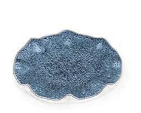 IVV Lirica Special Scalloped plate in blue decorated glass silver-plated