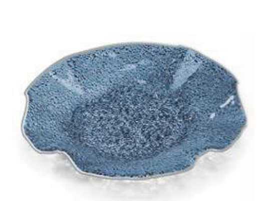IVV Lirica Special Scalloped plate in blue decorated glass silver-plated