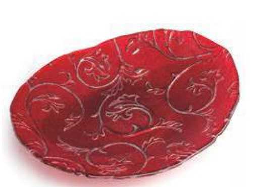 IVV Bisanzio Oval glass table centerpiece with red and silver glitter decoration