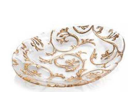 IVV Bisanzio Oval centerpiece in clear glass with gold decoration