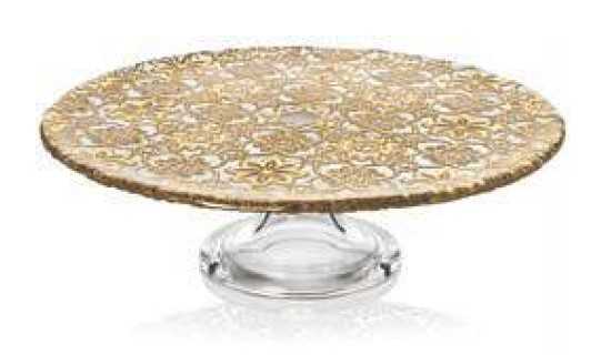 IVV Arabesque Footed cakestand in gold leaf decorated glass