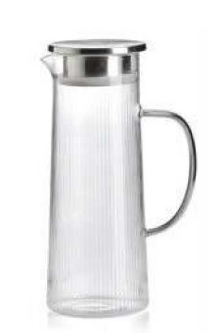 IVV Narciso Borosilicate glass pleated jug with steel lid and smoked handle