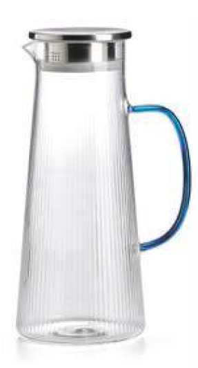 IVV Narciso Borosilicate glass pleated jug with steel lid and blue handle