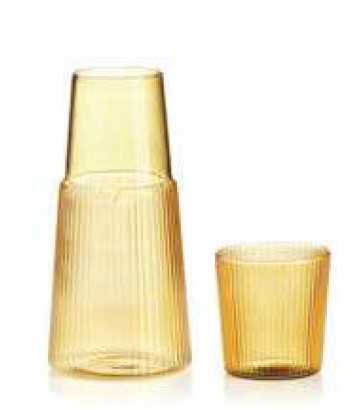 IVV Narciso Jug with pleated tumbler in yellow borosilicate glass
