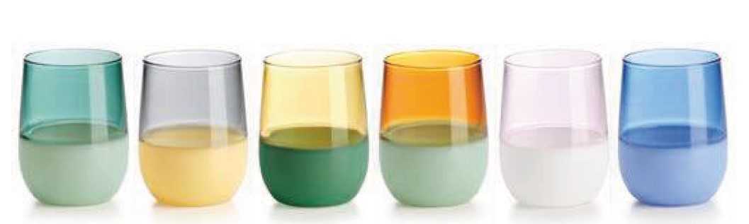 IVV Unameta Set 6 borosilicate glass milk effect tumblers in different two-tone colors