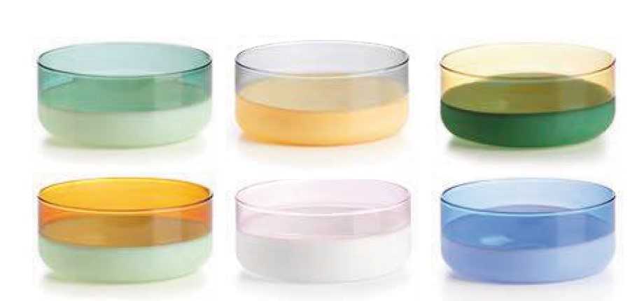 IVV Unamate Set 6 borosilicate glass milk effect cups in different two-tone colors