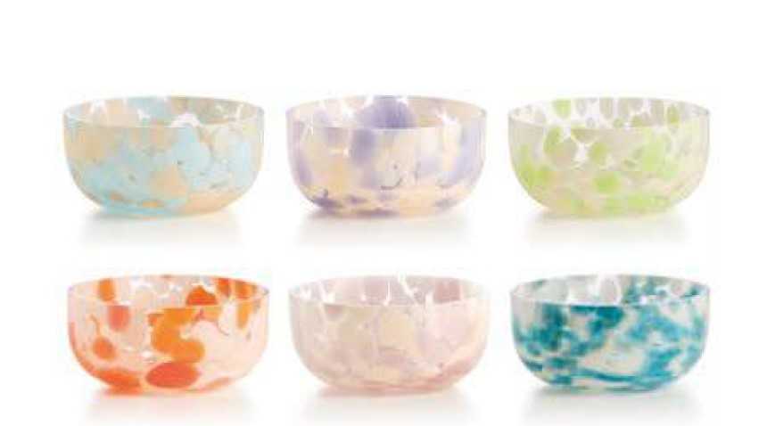 IVV Antigua Set 6 glass cups with droplets, assorted colors