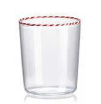 IVV Sweet Set 4 in clear borosilicate glass tumblers with red and white rim