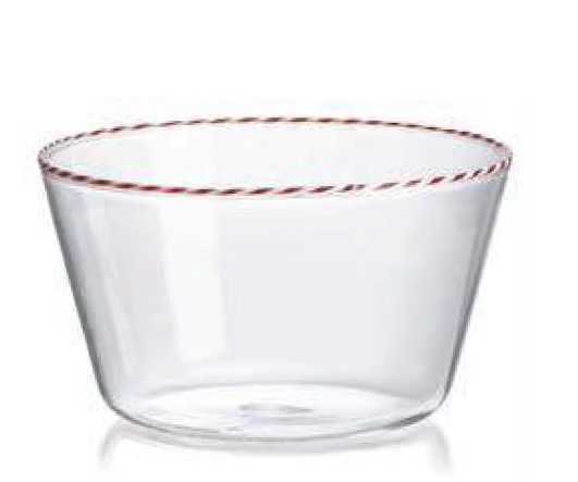 IVV Sweet Bowl in clear borosilicate glass with red and white rim