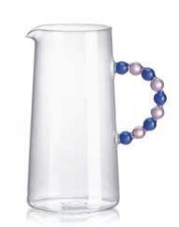 IVV Collier Pitcher in clear borosilicate glass with pink and blue
