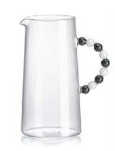 IVV Collier Pitcher in clear borosilicate glass with white and grey balls handle