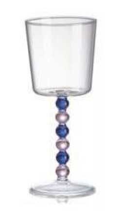 IVV Collier Set 2 stemwares in clear borosilicate glass with pink and blue balls stem