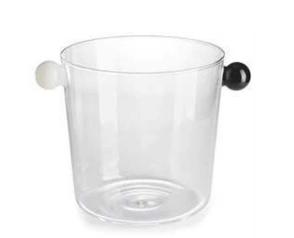 IVV Collier Champagne bucket in clear borosilicate glass with white and grey balls handle