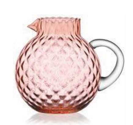 IVV Glu-Ball Optik Şeffaf Saplı Pembe Cam Sürahi 
