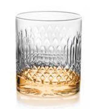 IVV Shake&Stir Set 4 DOF tumblers diamond pattern in amber luster decorated glass