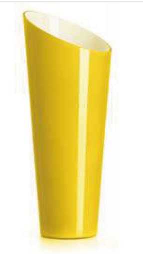 IVV Orizzonte Oblique cold cut yellow/milkwhite cased glass vase