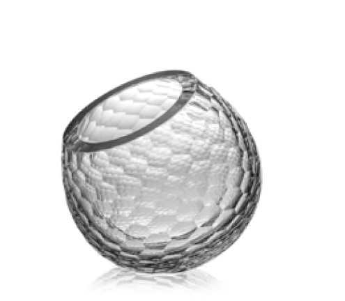IVV Biglie Cold cut etched vase with “honey” lines in clear glass