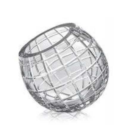 IVV Biglio Cold cut etched vase with “square” lines in clear glass