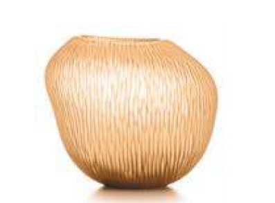 IVV Carving Peach satin vase with wavy vertical grinding