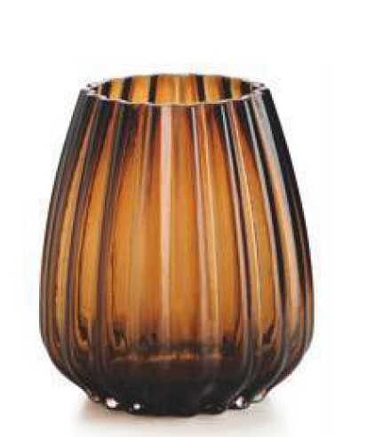IVV Oyster Cold cut medium amber glass vase