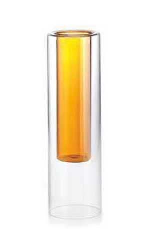 IVV Double Large tubular double-chamber borosilicate vase in clear/amber