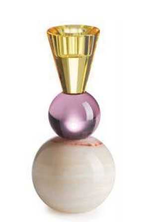 IVV Mar-Ball Two-tone purple and yellow glass candlestick with marble base