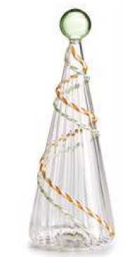 IVV Ornaments Christmas tree in clear borosilicate glass and green ball with white green and amber tinse