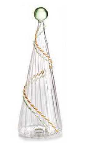 IVV Ornaments Christmas tree in clear borosilicate glass and green ball with white green and amber tinse