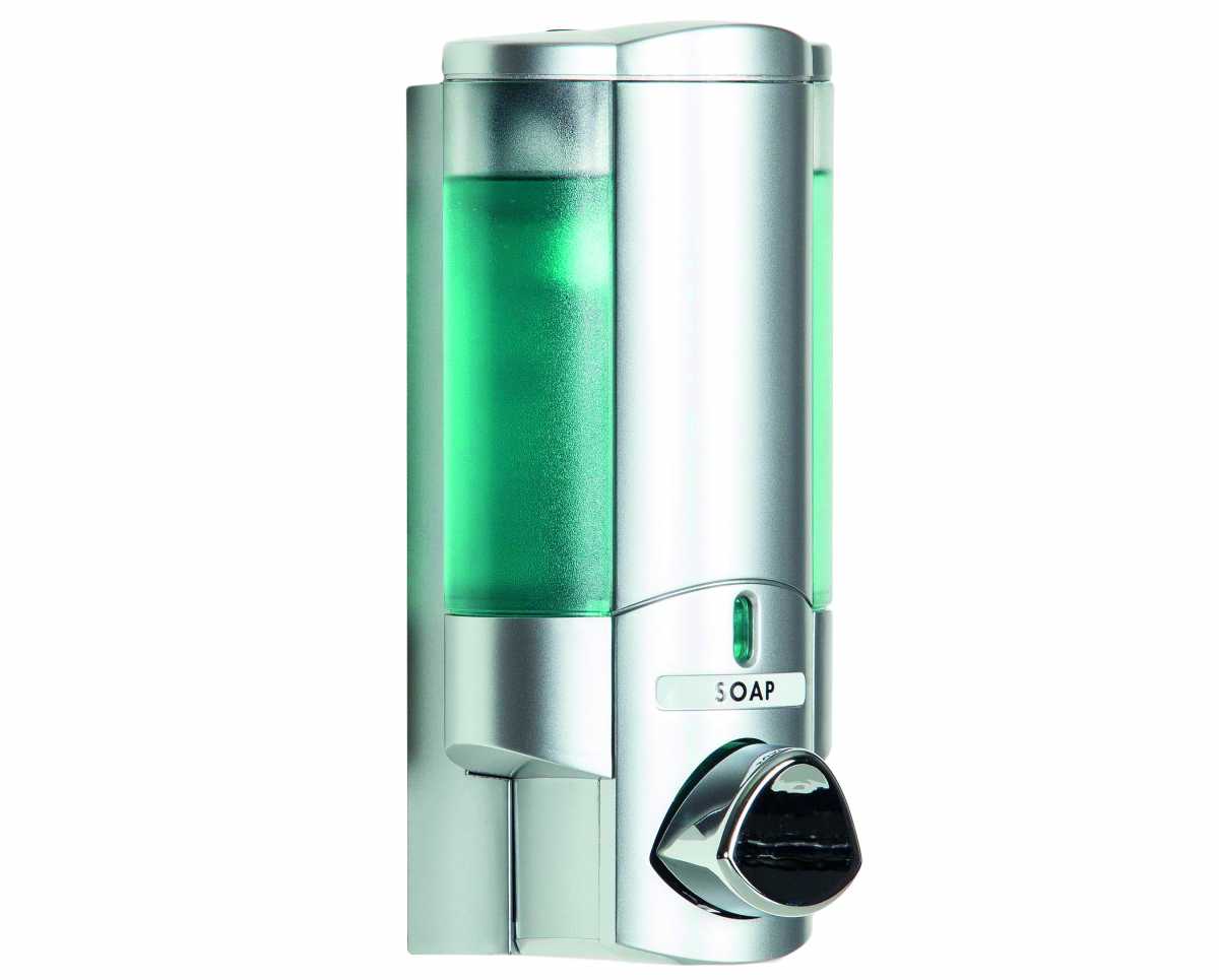 AVIVA I  Satin Chrome Dispenser with Translucent Bottles