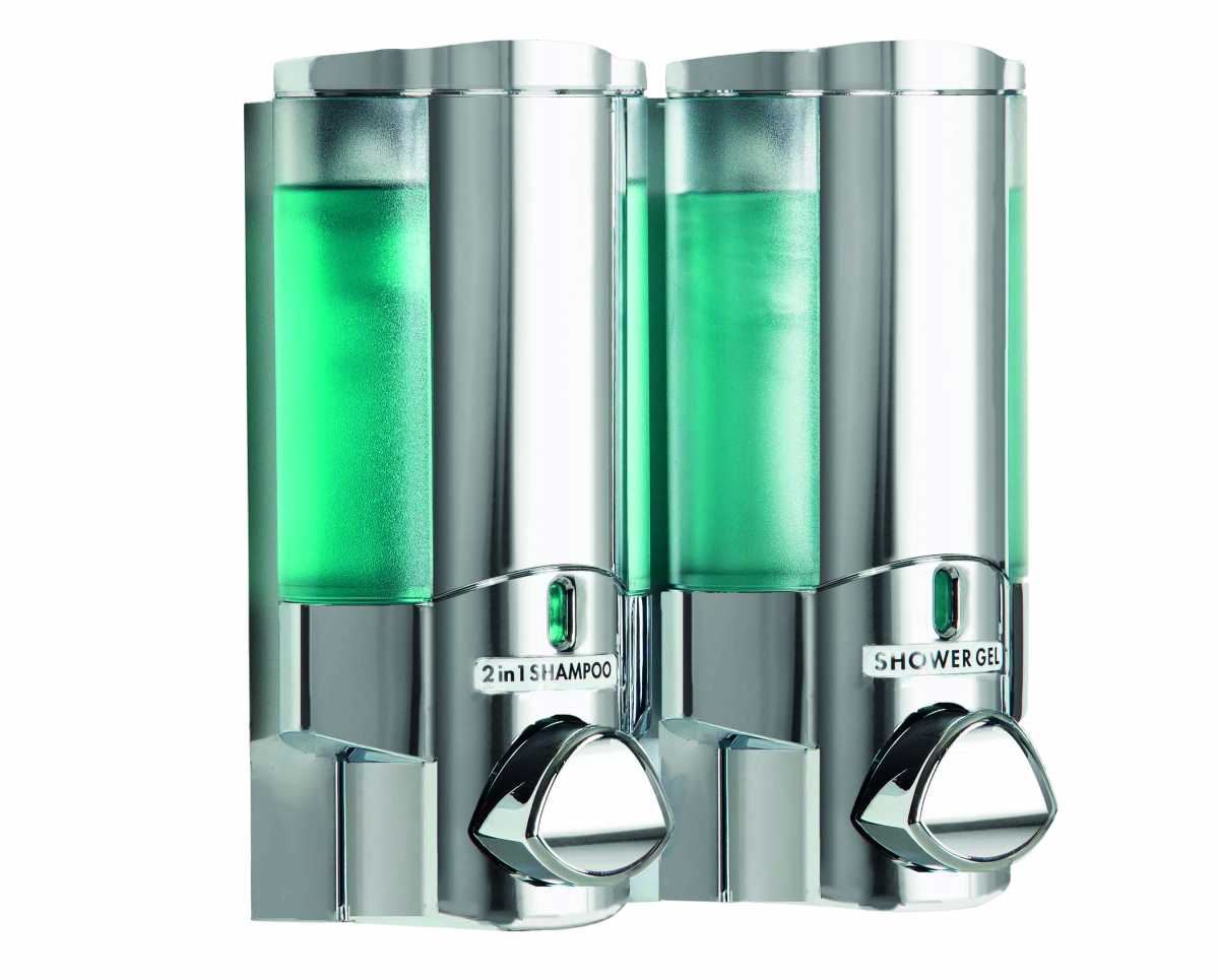 AVIVA II Chrome Dispenser with Translucent Bottles