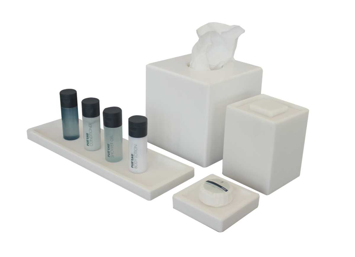 CROWN INTERNATIONAL Tissuebox Square, White Resin 