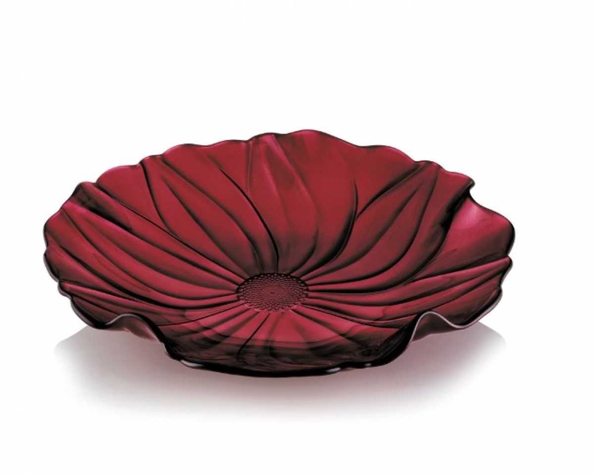 IVV Magnolia Centerpiece in burgundy decorated glass