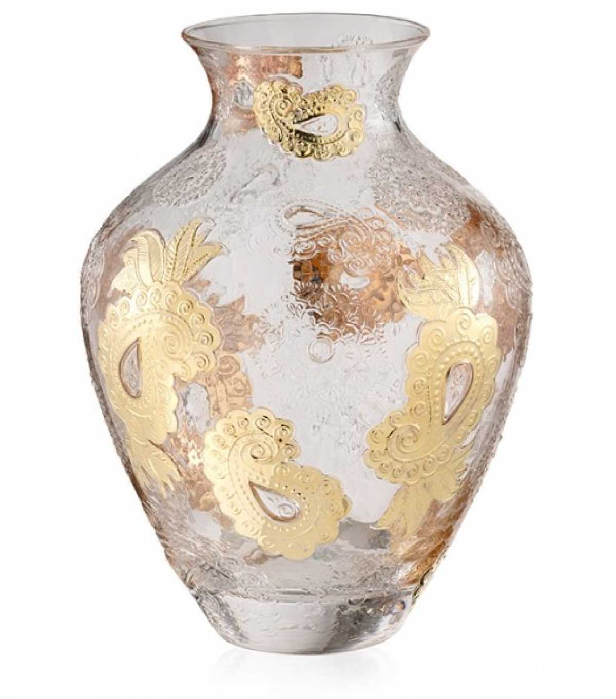 IVV Pashmina Vase in clear glass with gold decoration