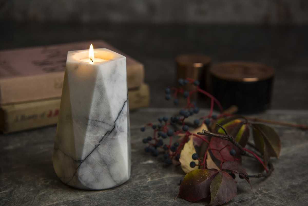 Marble Pentagon Candle Holder - Large