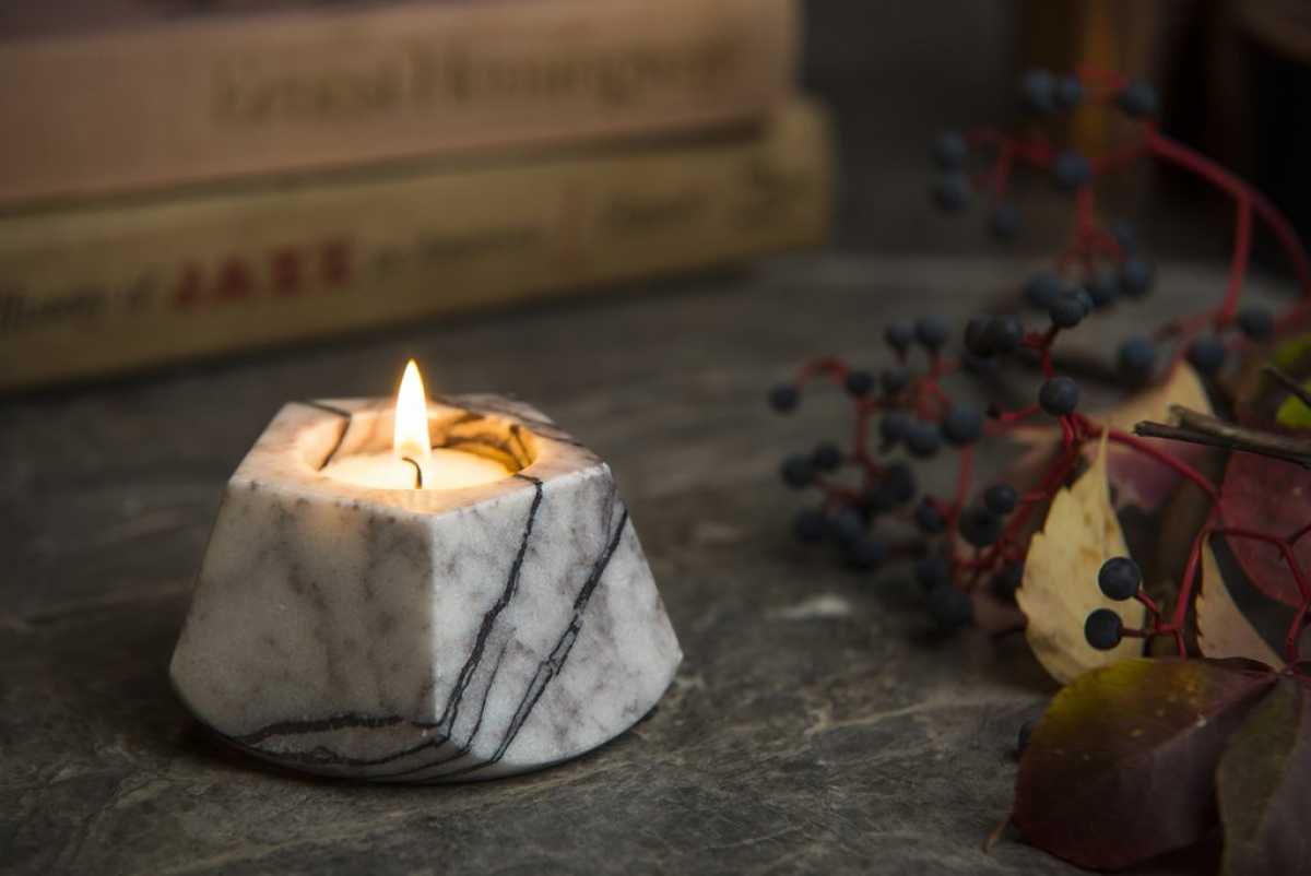 Marble Pentagon Candle Holder - Small