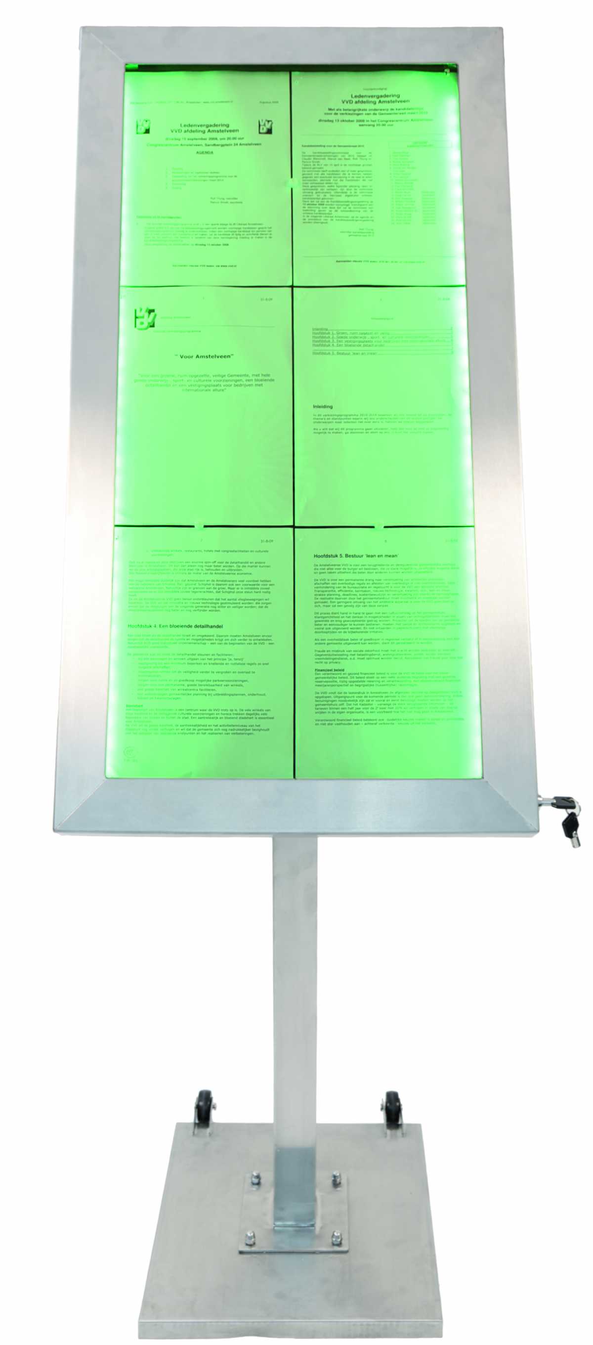 Square Base Menu Sign + 120 cm flat foot + 6 x A4 display LED